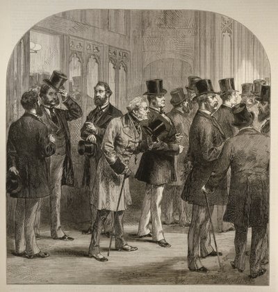 A Division in the House of Commons: Members Passing the Tellers, fra The Illustrated London News, 18. februar 1882 af English School